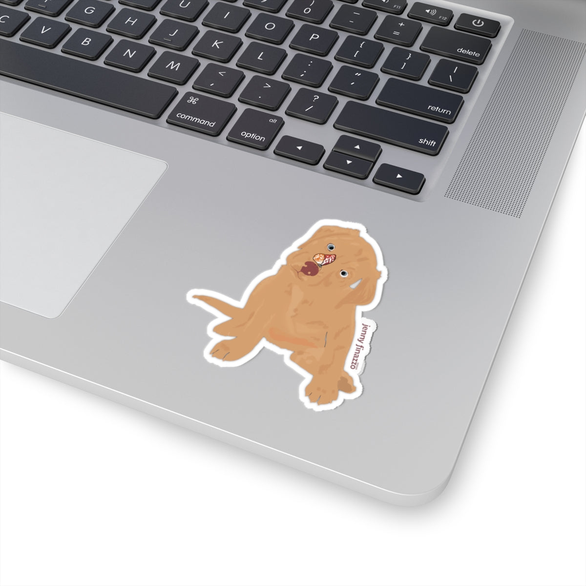 GOLDEN RETRIEVER PUPPY WITH BUTTERFLY VINYL STICKER- 3"