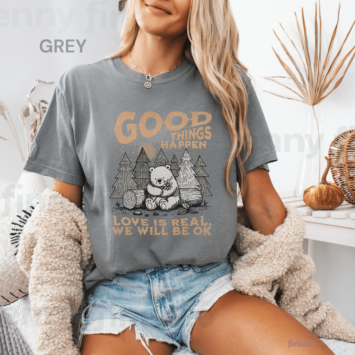 Good Things Happen Bear Graphic Shirt