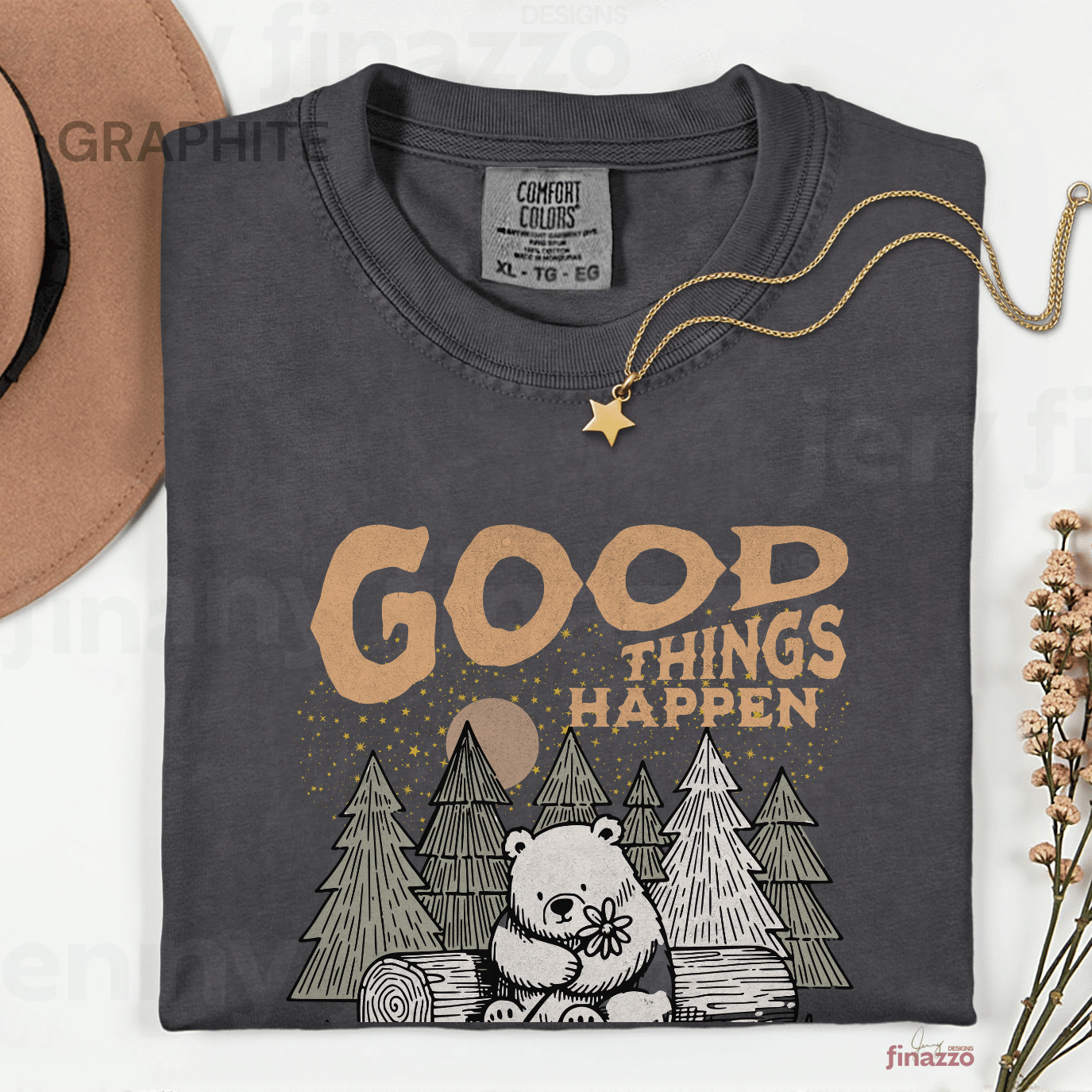 Good Things Happen Bear Graphic Shirt