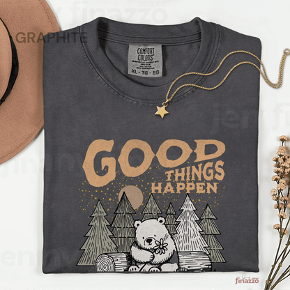 Good Things Happen Bear Graphic Shirt