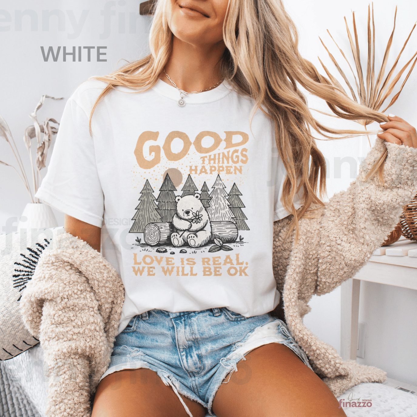 Good Things Happen Bear Graphic Shirt