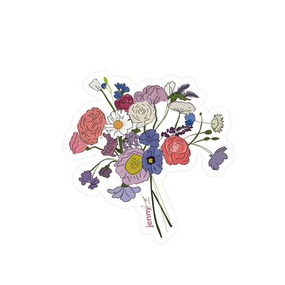 FLOWER BOUQUET WATERPROOF VINYL STICKER, 3"