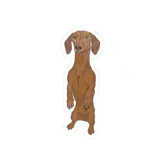 Standing Dachshund Sticker | Cute Weiner Dog Decal | Perfect Gift for Doxie Mom/Dad & Dog Lovers | Weatherproof Vinyl