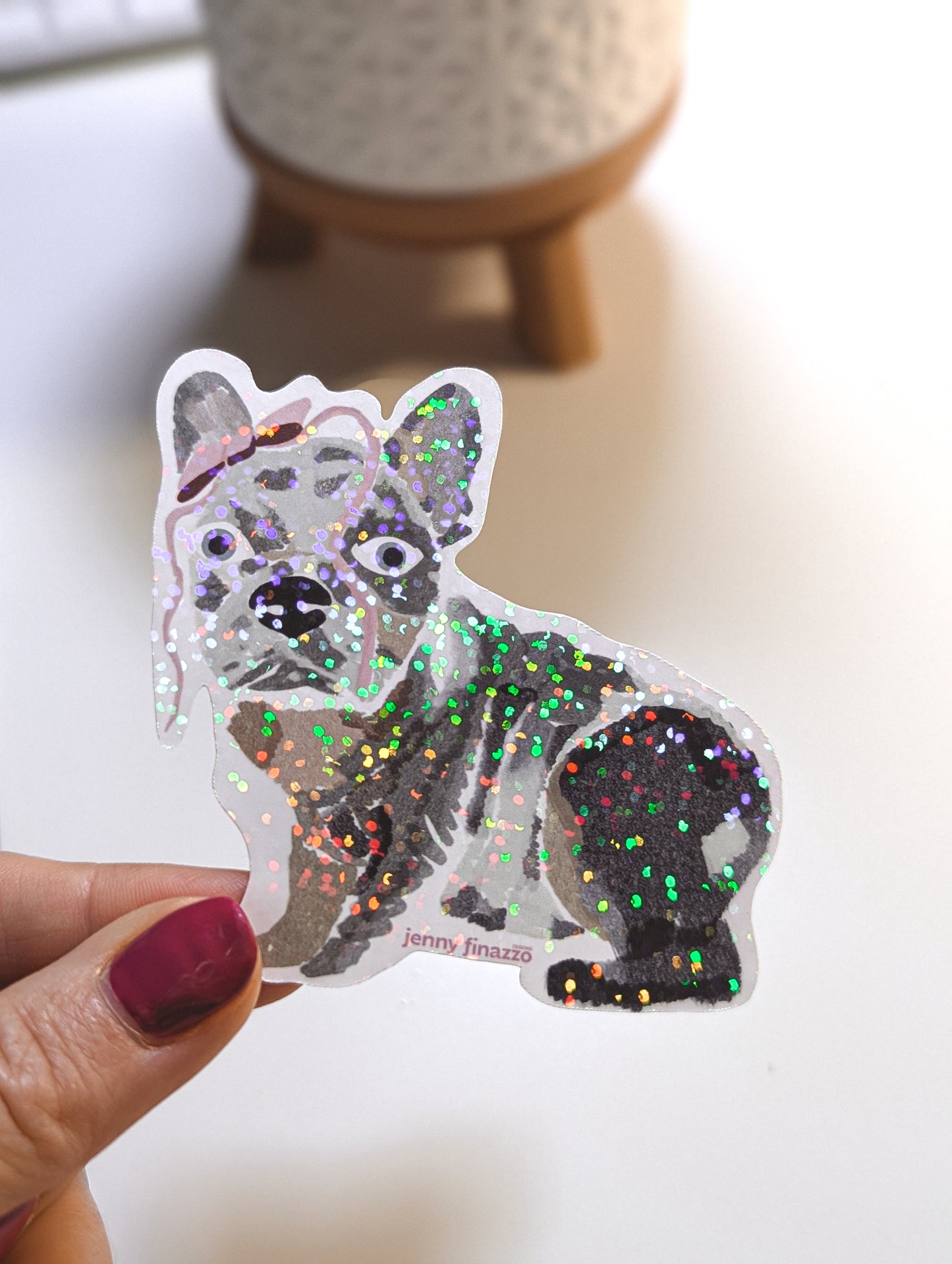 HOLOGRAPHIC FRENCH BULLDOG STICKER – 3” Vinyl