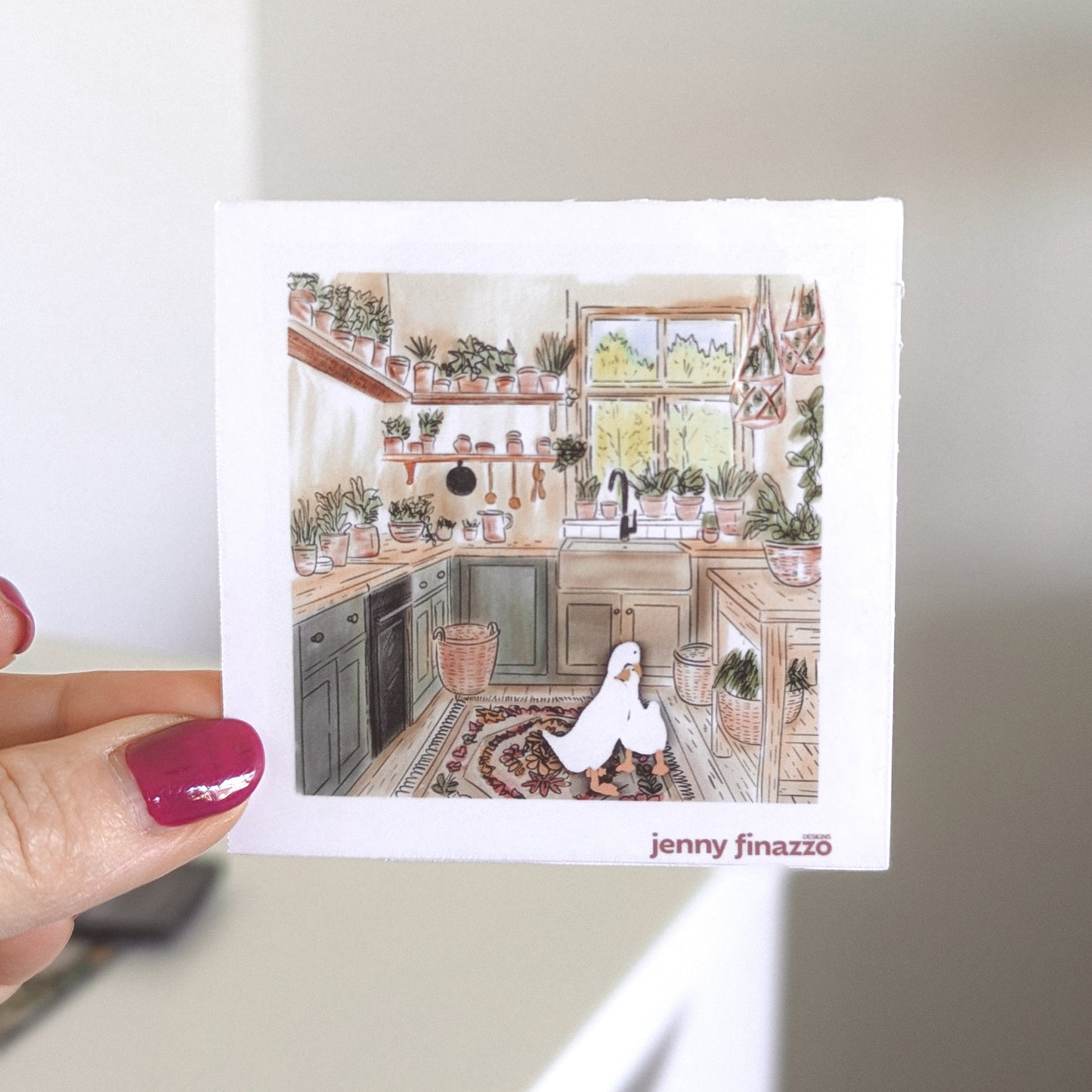 COZY KITCHEN DUCK VINYL SQUARE STICKER– 3”