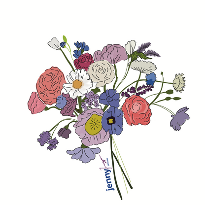 FLOWER BOUQUET WATERPROOF VINYL STICKER, 3"